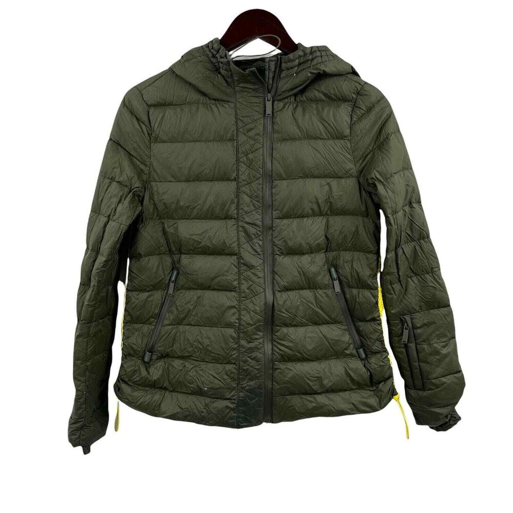 Zara Green Down Filled Hooded Puffer Jacket Size Small